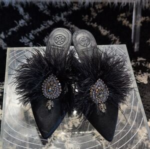 Tory Burch Black Embellished Heels